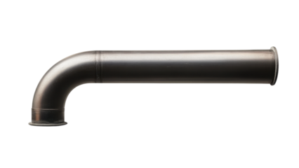 One metal pipe concept, Metal pipe with an elbow joint on transparent background.