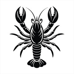 Lobster fish silhouette vector for white background