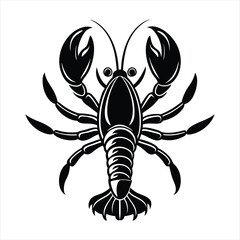 Lobster fish silhouette vector for white background
