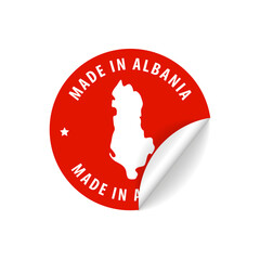 Made in Albania - Country Map Sticker. Best quality. Original product. Vector illustration.