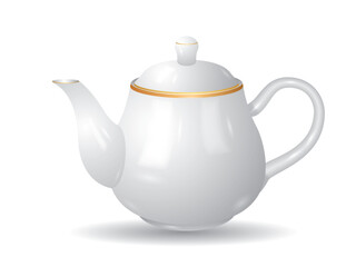 Vector illustration of a white porcelain teapot