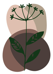 Print Flowers drawn by hand line, logo for design, on white background, Mocha Mousse colors - Pantone colors of 2025
