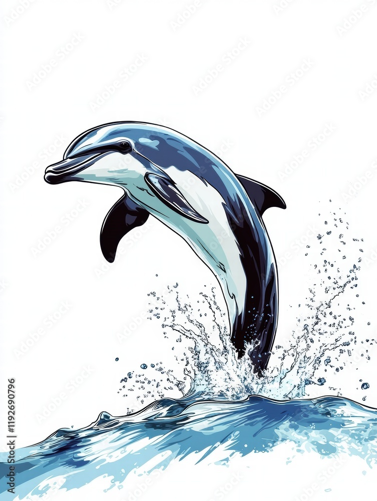 Aufkleber dolphin leaping above the waves showcasing agility and grace in a vibrant ocean setting. generative 