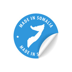 Made in Somalia - Country Map Sticker. Best Quality. Original Product. Vector illustration.