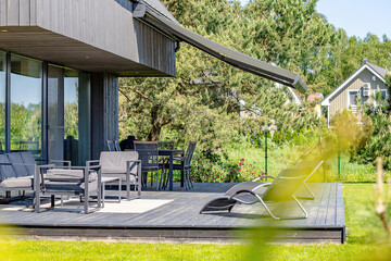 cozy terrace and villa exterior, 3d render
