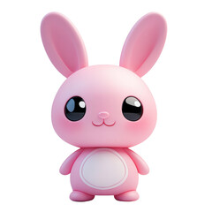 Obraz premium Cute Pink Bunny Character with Big Eyes and Playful Expression