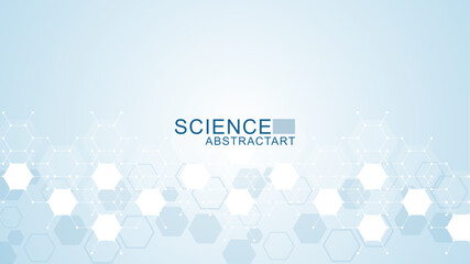 Health care abstract background with lines, dots and hexagons. Medical innovation banner template concept. Vector illustration.