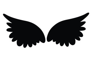 Cute cartoon hand drawn vector angel wings icon silhouette.