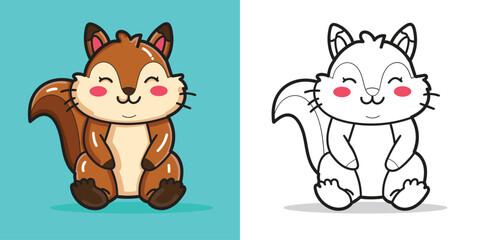 Obraz premium A Cute squirrel Doll Vector Illustration for Coloring book or Design Element isolated on white background