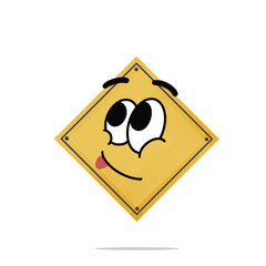 happy traffic sign mascot vector illustrations. fun and playful concept. job, tools, building, workers, safety, city, construction equipment, renovation and restoration themes