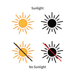 Keep Away from Sunlight Vector Icon Set – Safety Packaging Symbols. Storage Conditions vector icons. Product packaging and labels vector icon set.
