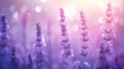 Obraz premium Lavender Flowers Blooming in Soft Sunlight
