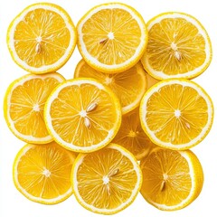 Fresh Lemons Isolated on White Background, Whole and Sliced, Citrus, Freshness, Natural, Healthy, Food Concept