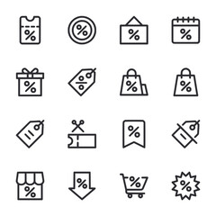 A set of shopping icons including a shopping cart, a box, a bag
