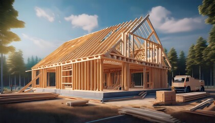 new house construction, New framing construction of house