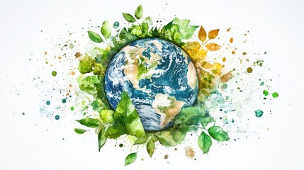 Earth-Inspired Watercolor Design for Recycling Awareness