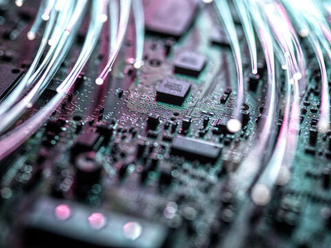 Fibre optics carrying data at speed to a computer