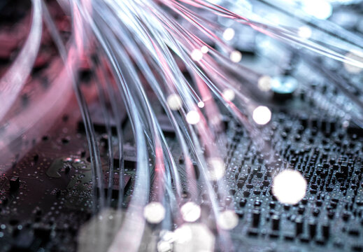 Fibre optics carrying data at speed to a computer