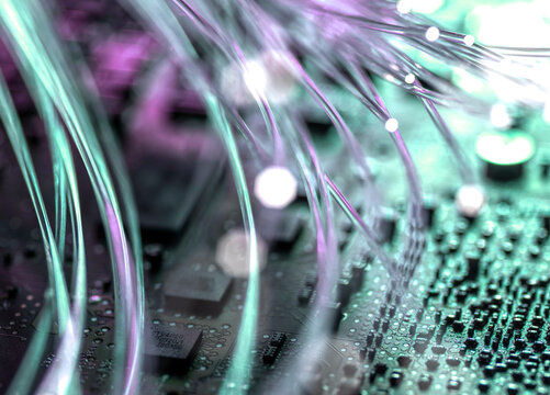 Fibre optics carrying data at speed to a computer