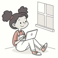 This is girl working on laptop