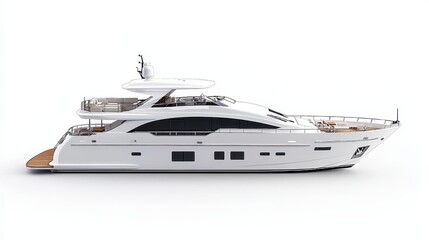 Naklejka premium Sleek Luxury Yacht with White and Silver Accents on a Clean Background