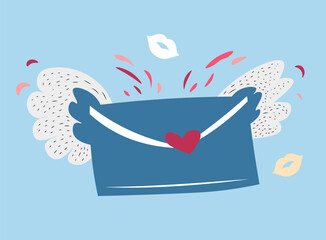 Envelope With Heart Wings Illustration