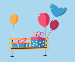 Gift Boxes Balloons Vector Illustration