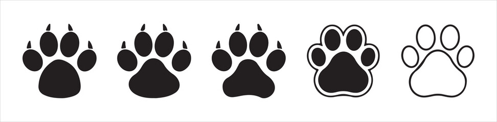 Paw icon vectorcat .Cat and dog paw, Different animal paw print vector illustrations eps 10