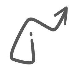 Arrow of complex shape with square turns line icon. Outline hand drawn sketch of zigzag arrow pointing up. Direction, pointer of movement mascot, scribble indicator doodle icon vector illustration