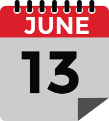 Fototapeta premium June 13 - Calendar Icon 