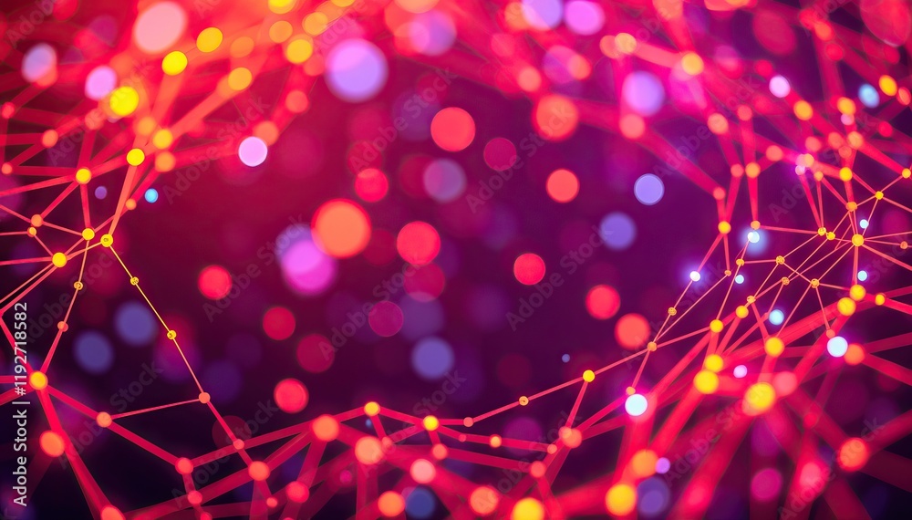 Poster Abstract futuristic tech background with ai neural interconnected nodes and glowing particles