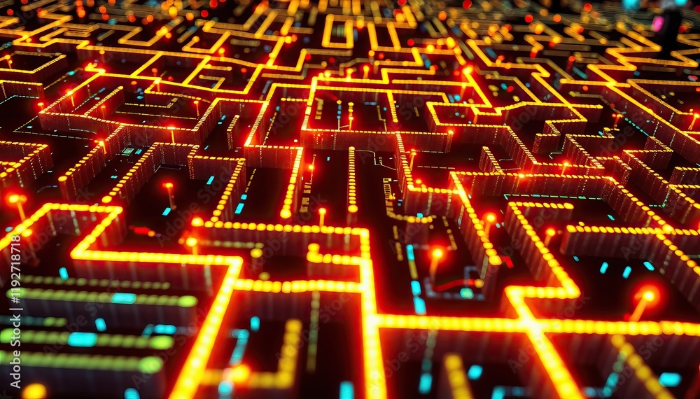 Poster Abstract Futuristic Tech Background Matrix Codes and Data Artificial Intelligence
