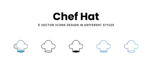 Chef Hat icons in different style vector stock illustration