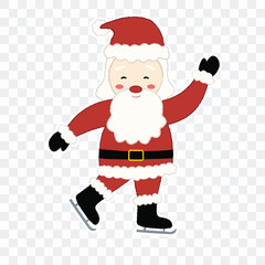 Cute Santa Claus on skates sticker, vector
