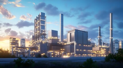 Obraz premium A modern power station with cutting-edge technology, displaying vibrant energy streams and holographic controls. The setting highlights the seamless integration of advanced systems to achieve 