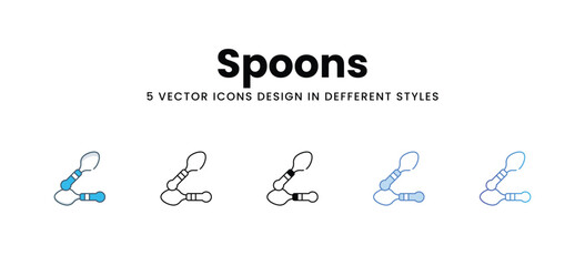 Spoons icons in different style vector stock illustration