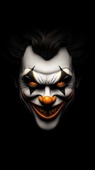 close-up of a horror clown on a dark background