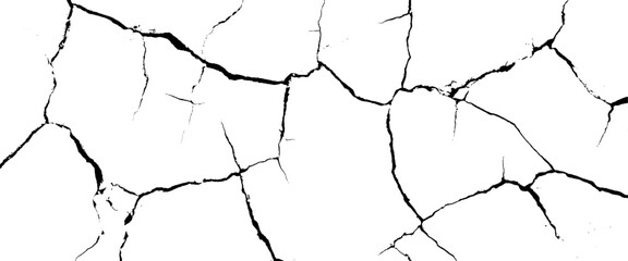 Vector surface cracks and fissures in ground. and surface and scratches Transparent background.