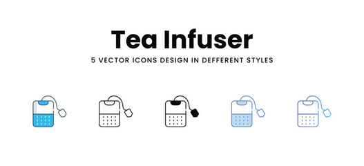 Tea Infuser icons in different style vector stock illustration