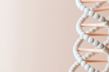 Dna structure rotating on pastel background with copy space