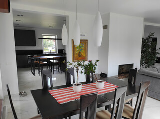 modern luxury dining room interior, 3d render
