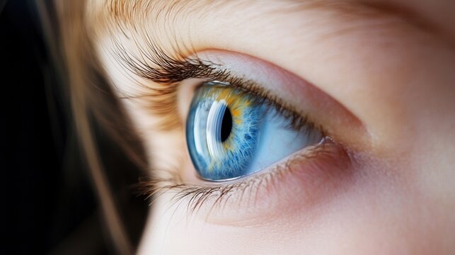 Women's Eye Health and Safety Month Stunning close-up of a child's blue eye with detailed iris patterns