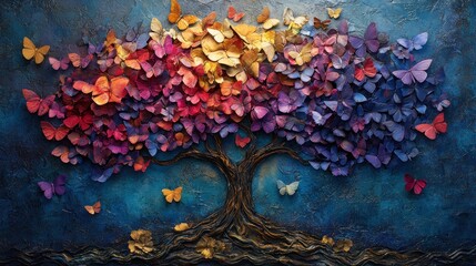 Colorful butterfly tree art.