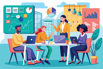 Team of Business Professionals Collaborating in a Conference Room, Discussing Analytics and Sharing Insights to Drive Business Success.