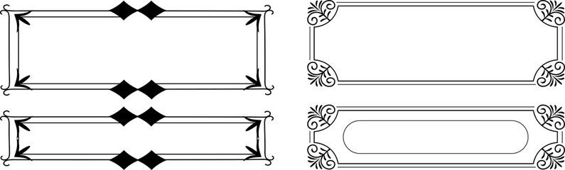 Set ornamental frames divider on black colour