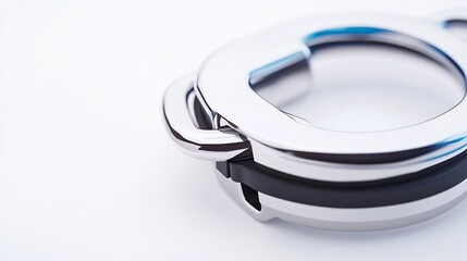 Shiny chrome keychains elegantly arranged against white background. AI Generated