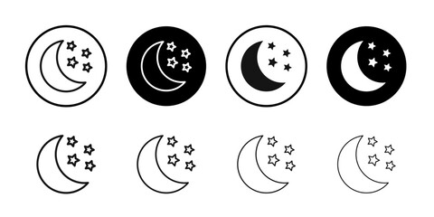 Moon stars icon Isolated flat vector in outline