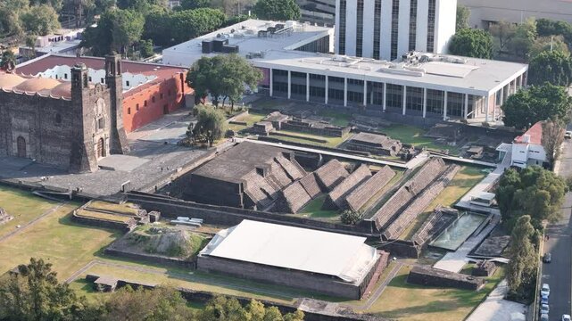 shot of tlatelolco pyramid basement in mexico city