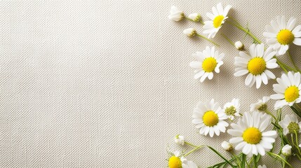 White daisy flowers bloom on a rustic wooden background, evoking the beauty of spring and summer
