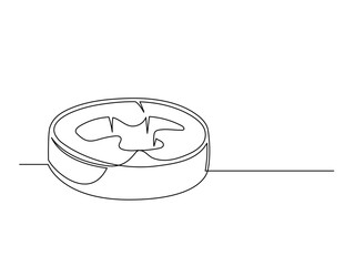 Continuous one line of sliced chili pepper isolated on white background. Simple silhouette of vegetable. Hand drawn chili pepper outline. Vector illustration